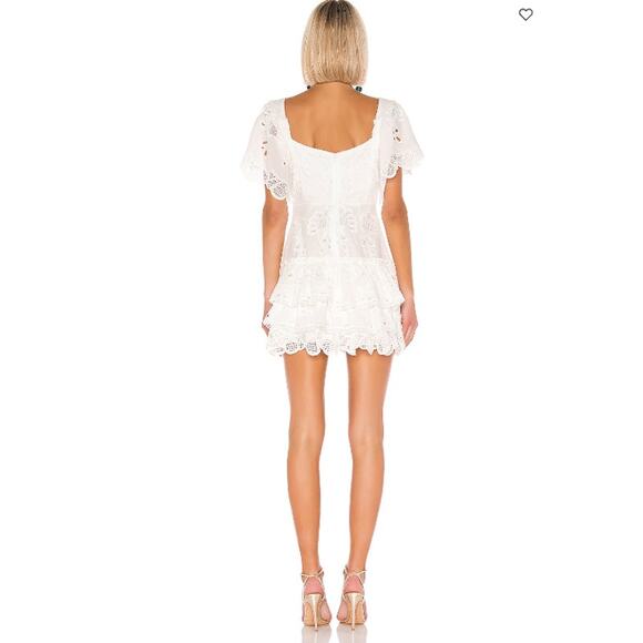 Alexis Dress Small Afonsa Tiered Mini White Embroidered Eyelet Lace Cottagecore - Picture 4 of 15